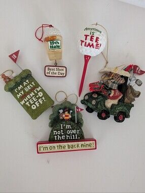 Set Of 5 Golf-Themed Ornaments